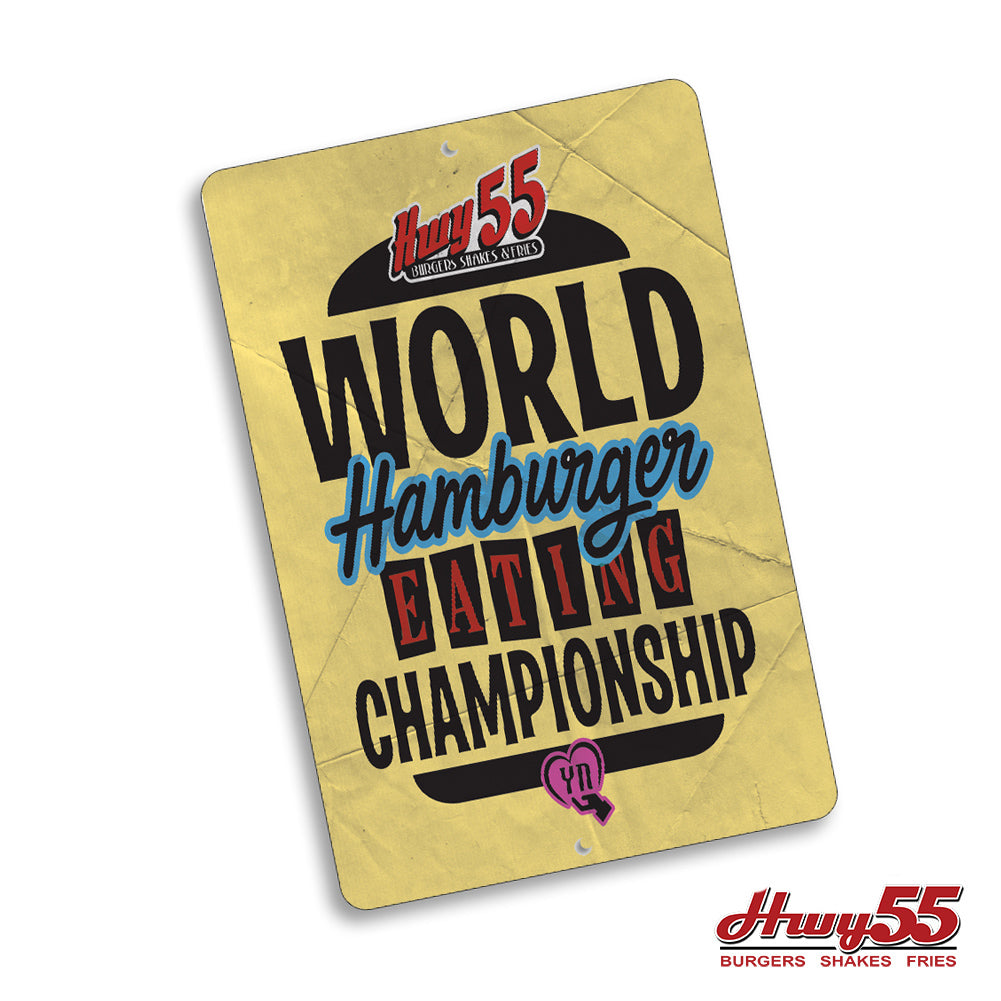 Parking Sign - Highway 55 Hamburger Eating Championship
