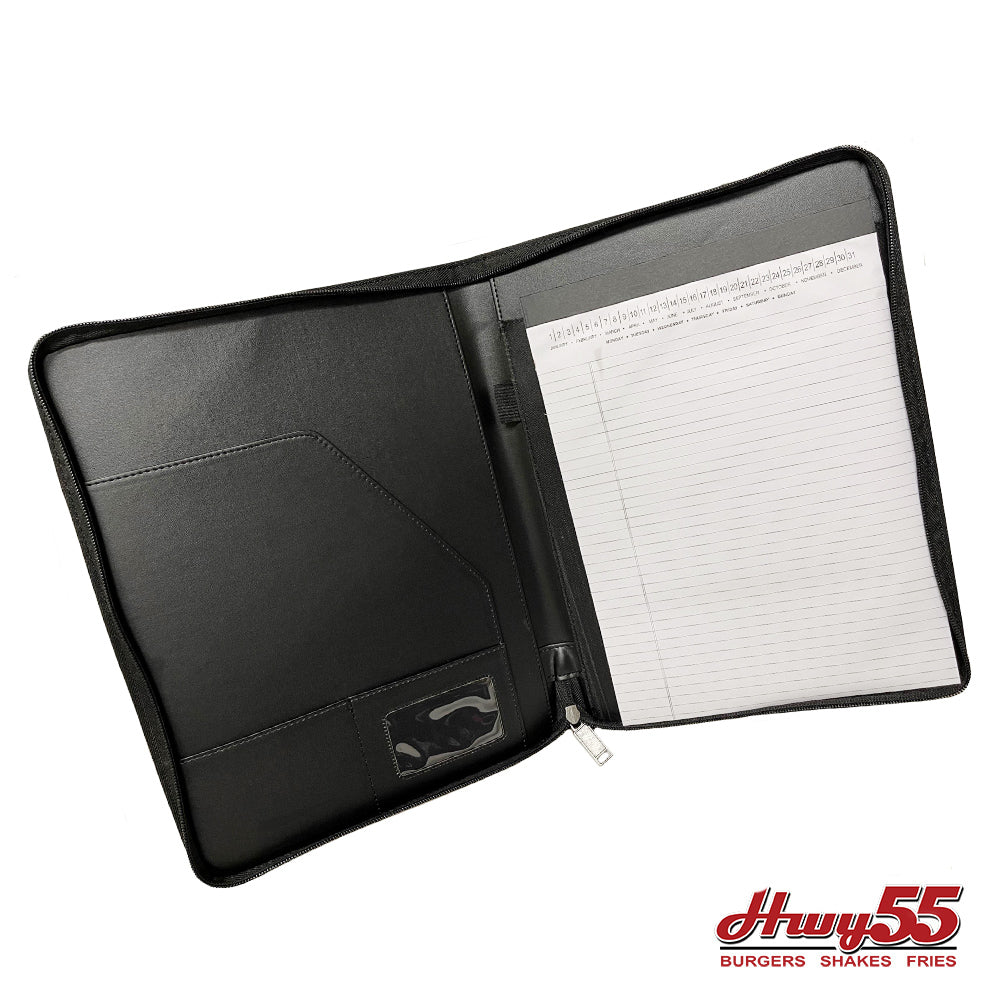 Zippered Padfolio - Hwy55 Tone On Tone Logo Design