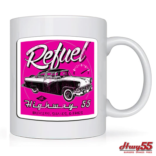 Coffee Mug - Highway 55 Refuel Old Car Add Your City