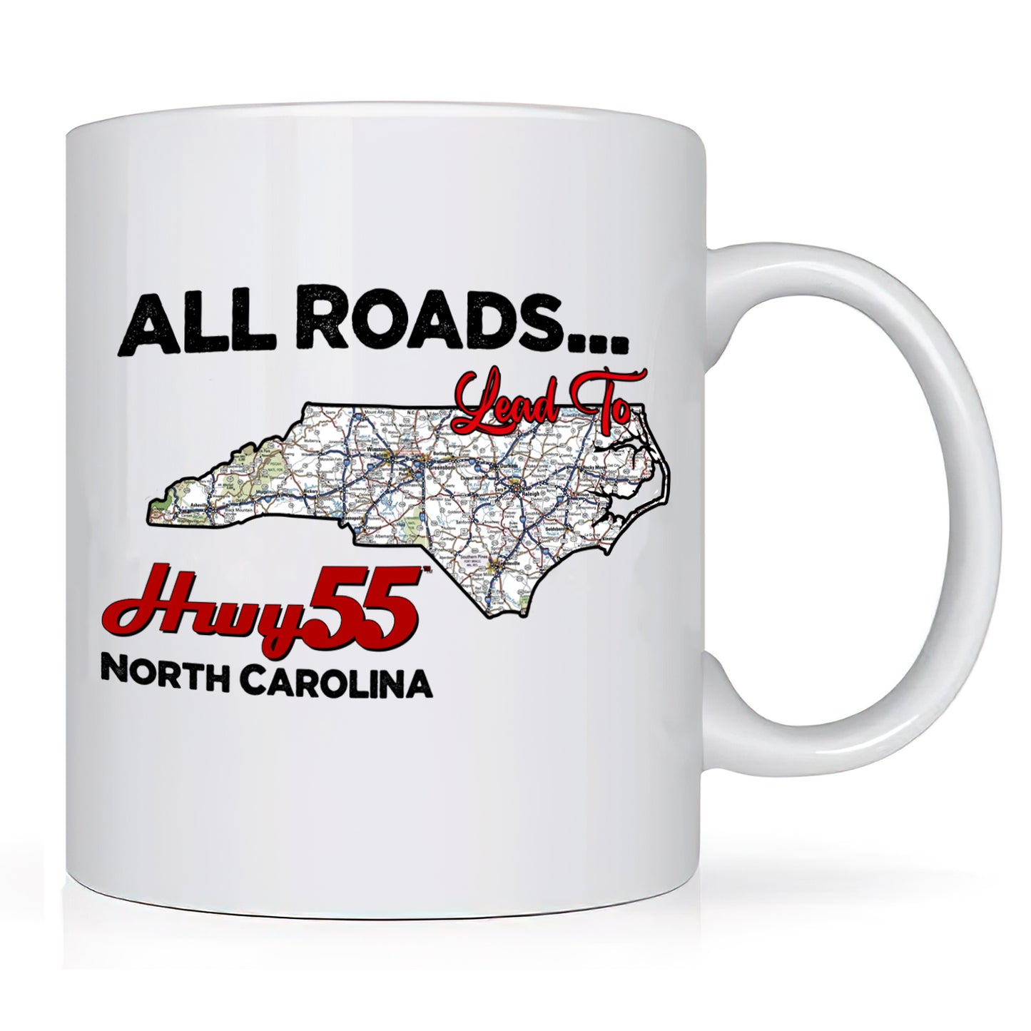 Coffee Mug - Hwy55 North Carolina Map Add Your City Name