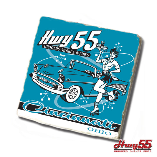 Coaster - Highway 55 Tumbled Tile Blue Car Hop Add Your City Name
