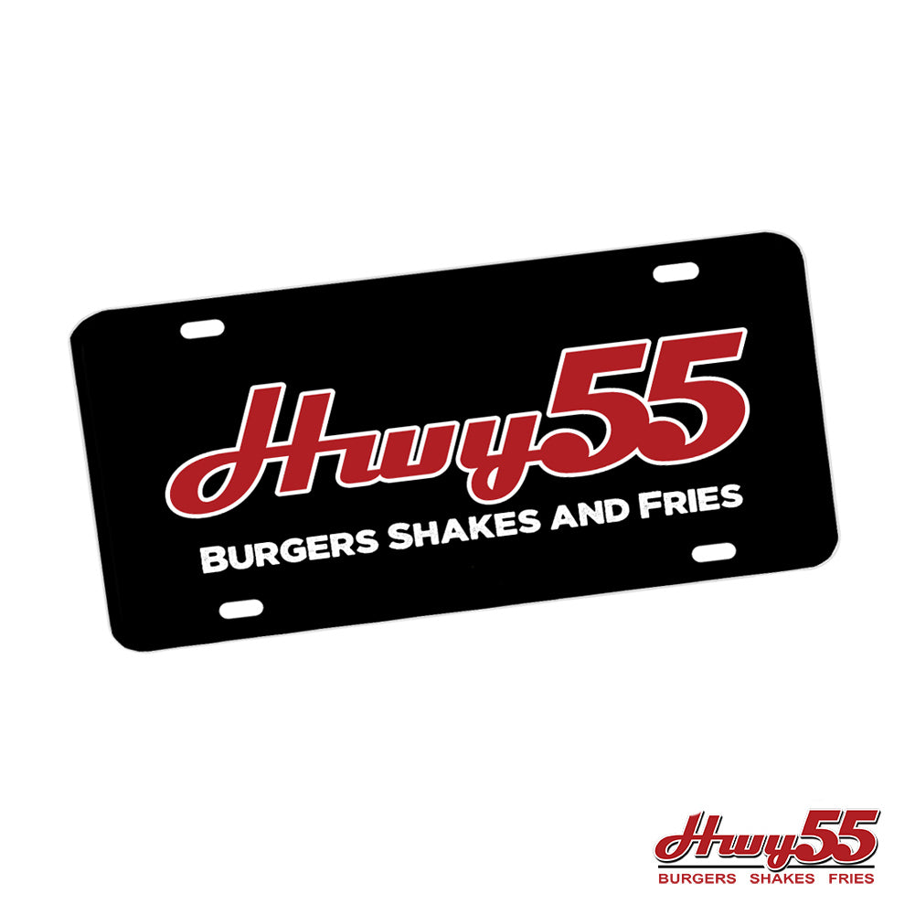 License Plate - Highway 55 Black Red Logo Add City Name