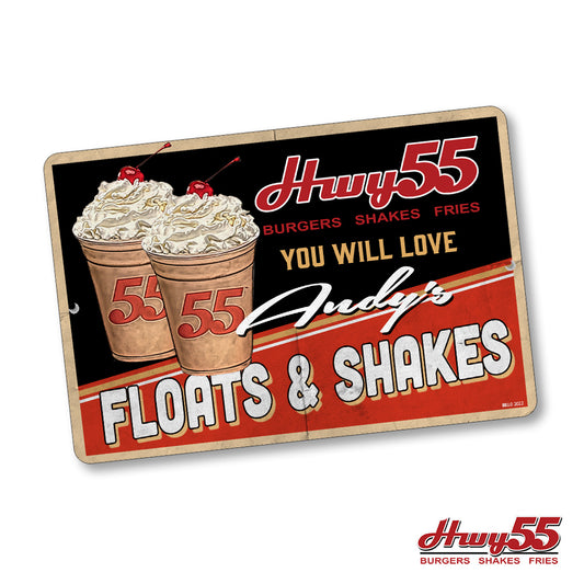 Milkshake Sign - Highway 55 You Will Love Andy's Floats and Shakes