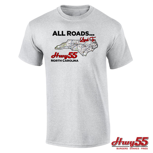 T-Shirt - All Roads Lead To Hwy55 North Carolina Map