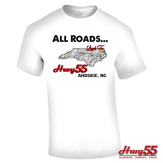 T-Shirt - Highway 55 All Roads Lead To Ahoskie NC Cotton T-Shirt